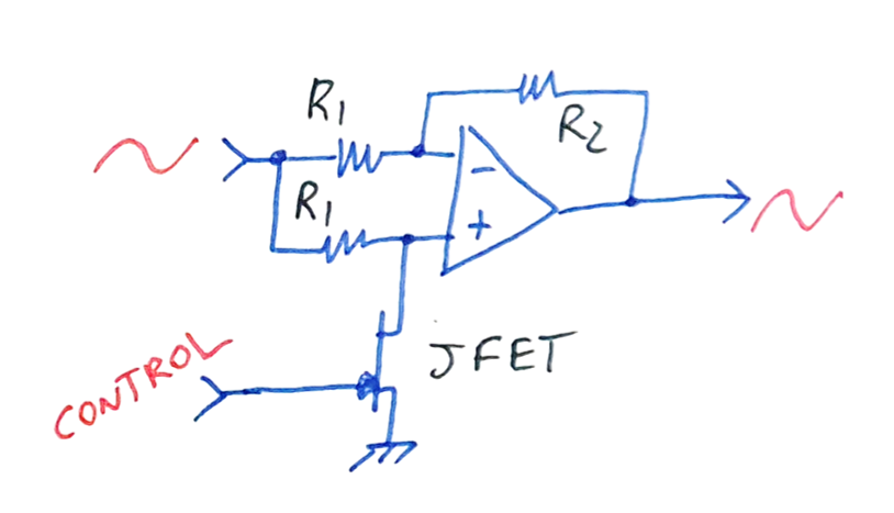 Opamp with JFET gain controller